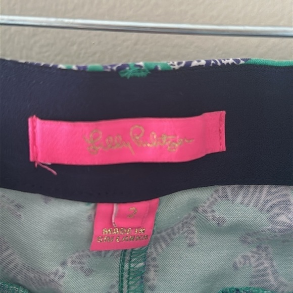 Lilly Pulitzer Kelly Stretch Pants Everglades Green Heebee Zeebees Sz 2 Preppy - Picture 7 of 11